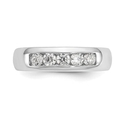 0.50ct. CZ Solid Real 14K White Gold 5-Stone Channel Wedding Band Ring