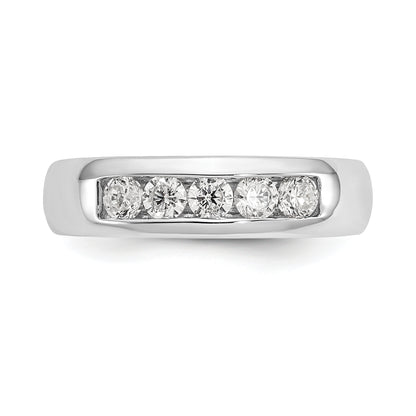 0.50ct. CZ Solid Real 14K White Gold 5-Stone Channel Wedding Band Ring