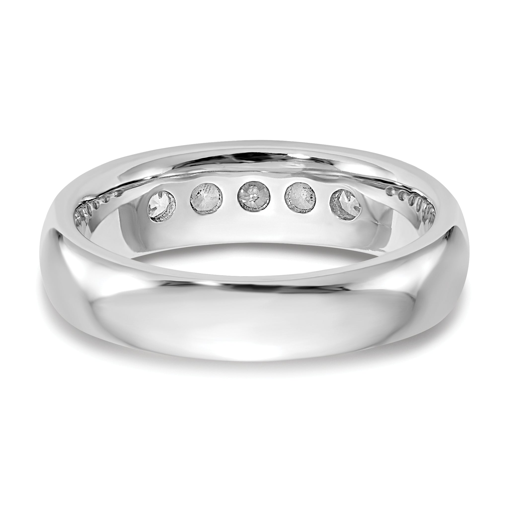 0.50ct. CZ Solid Real 14K White Gold 5-Stone Channel Wedding Band Ring