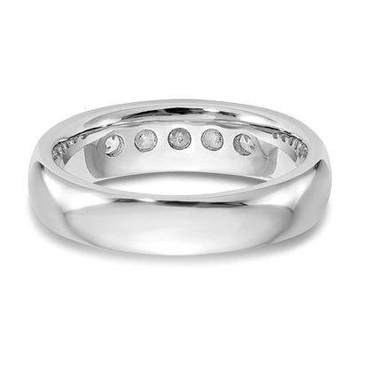 0.50ct. CZ Solid Real 14K White Gold 5-Stone Channel Wedding Band Ring