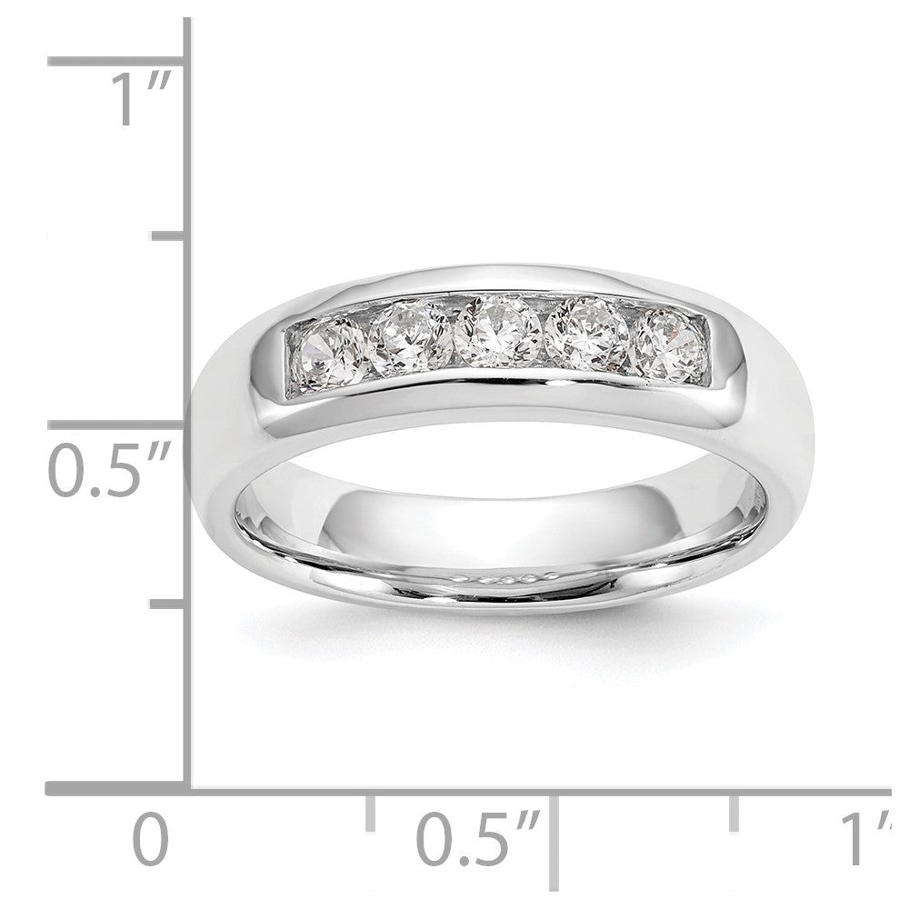 0.50ct. CZ Solid Real 14K White Gold 5-Stone Channel Wedding Band Ring