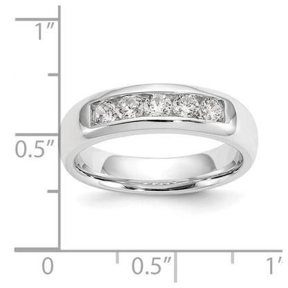 0.50ct. CZ Solid Real 14K White Gold 5-Stone Channel Wedding Band Ring