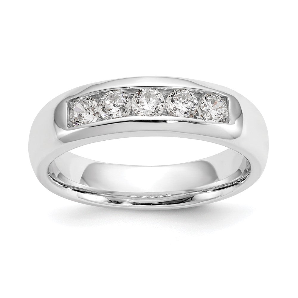 0.50ct. CZ Solid Real 14K White Gold 5-Stone Channel Wedding Band Ring