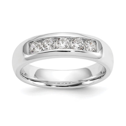 0.50ct. CZ Solid Real 14K White Gold 5-Stone Channel Wedding Band Ring