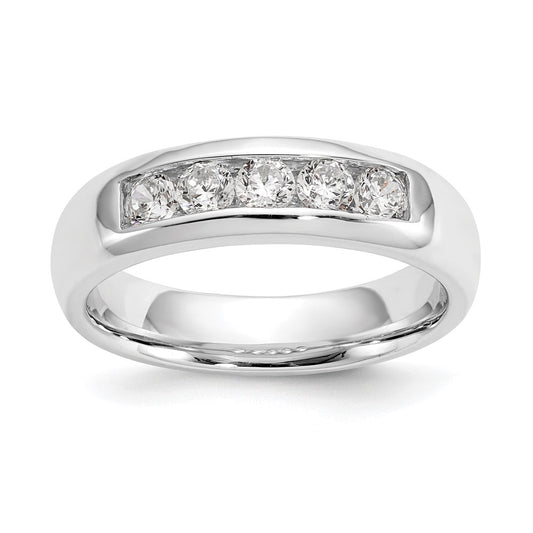 0.50ct. CZ Solid Real 14K White Gold 5-Stone Channel Wedding Band Ring