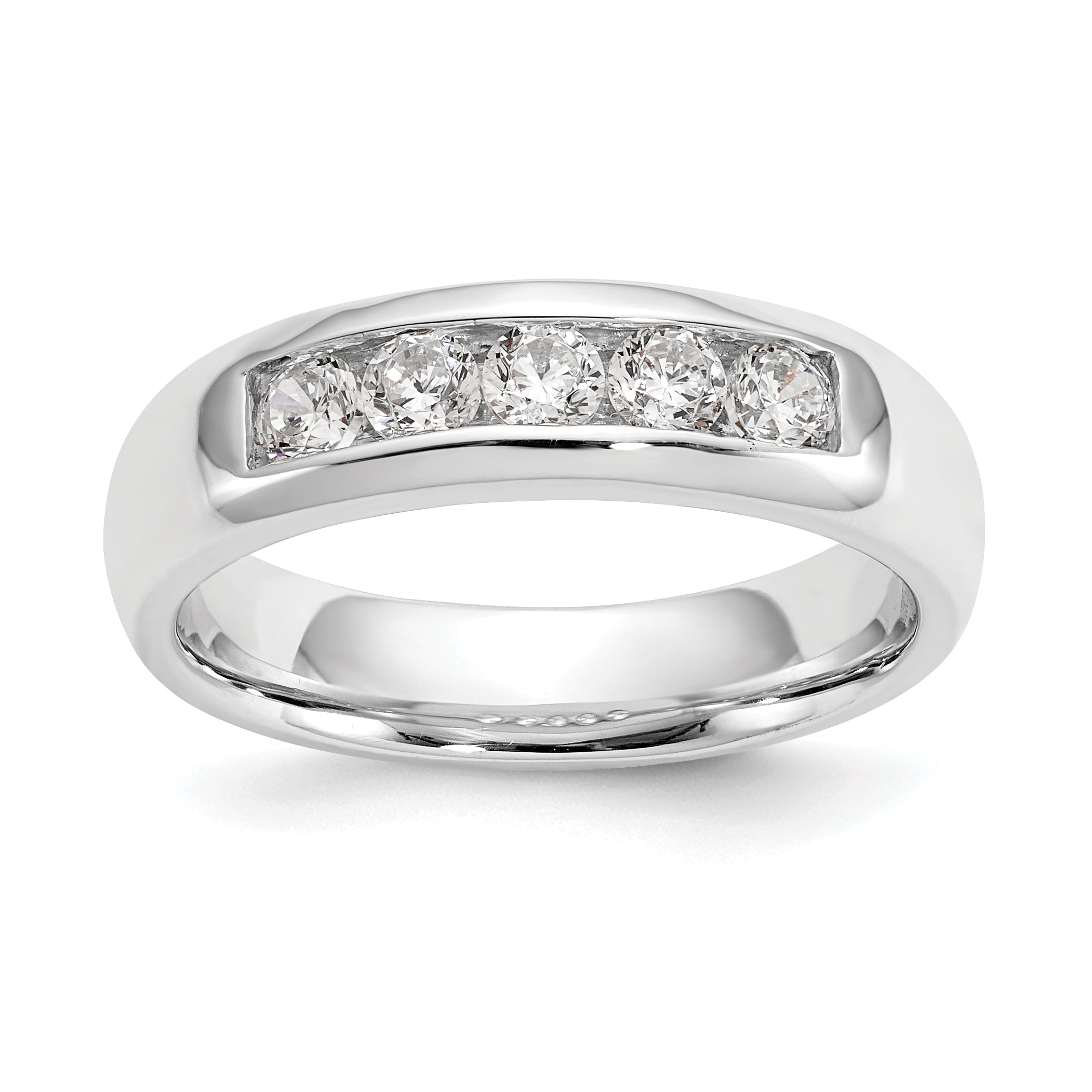 0.50ct. CZ Solid Real 14K White Gold 5-Stone Channel Wedding Band Ring
