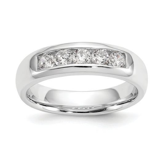 0.50ct. CZ Solid Real 14K White Gold 5-Stone Channel Wedding Band Ring