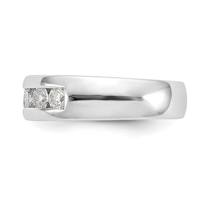 0.63ct. CZ Solid Real 14K White Gold 5-Stone Channel Wedding Band Ring