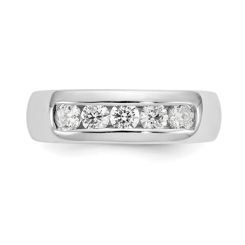 0.63ct. CZ Solid Real 14K White Gold 5-Stone Channel Wedding Band Ring