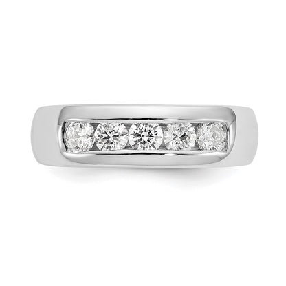 0.63ct. CZ Solid Real 14K White Gold 5-Stone Channel Wedding Band Ring