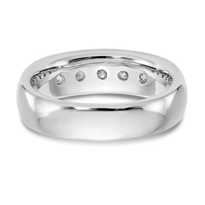 0.63ct. CZ Solid Real 14K White Gold 5-Stone Channel Wedding Band Ring