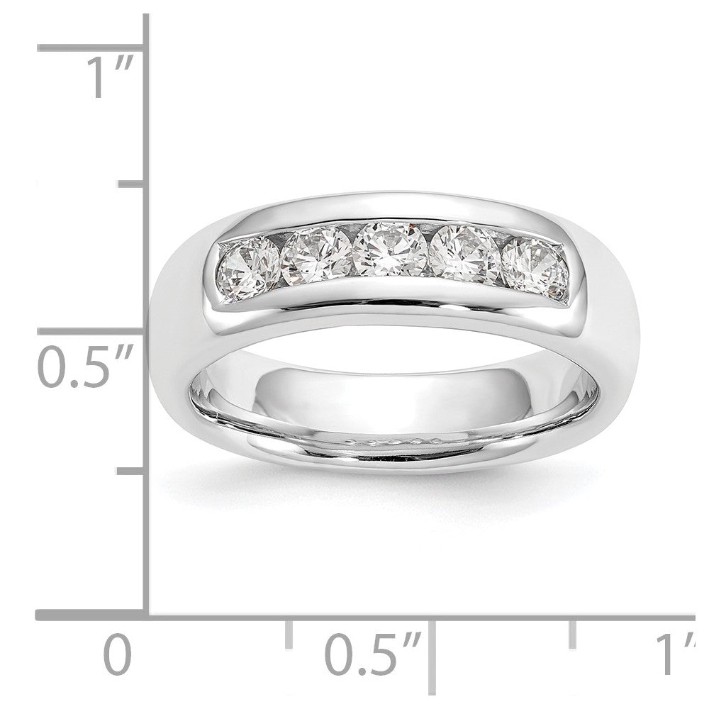 0.63ct. CZ Solid Real 14K White Gold 5-Stone Channel Wedding Band Ring