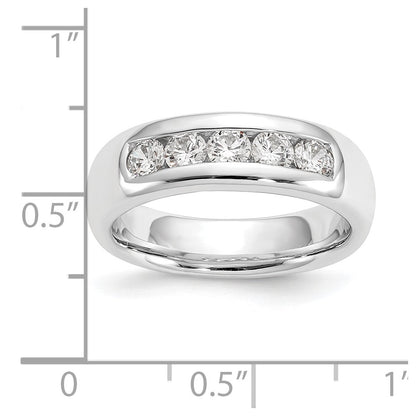 0.63ct. CZ Solid Real 14K White Gold 5-Stone Channel Wedding Band Ring