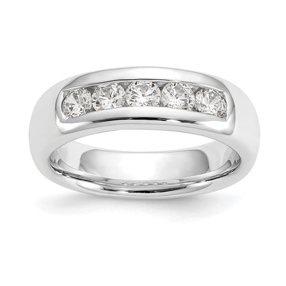 0.63ct. CZ Solid Real 14K White Gold 5-Stone Channel Wedding Band Ring