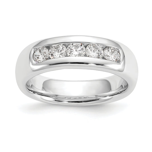 0.63ct. CZ Solid Real 14K White Gold 5-Stone Channel Wedding Band Ring