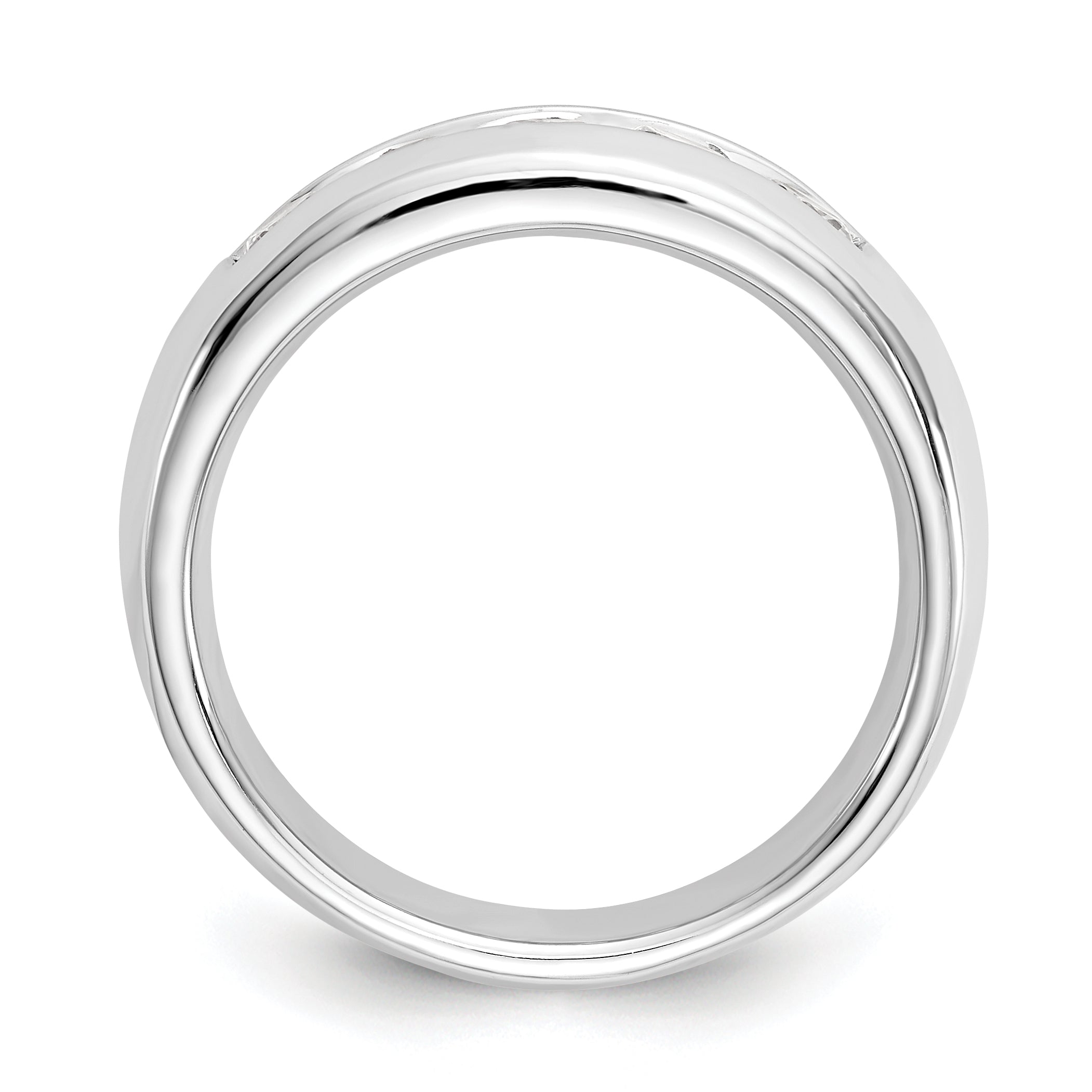 0.75ct. CZ Solid Real 14K White Gold 5-Stone Channel Wedding Band Ring