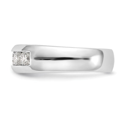 0.75ct. CZ Solid Real 14K White Gold 5-Stone Channel Wedding Band Ring