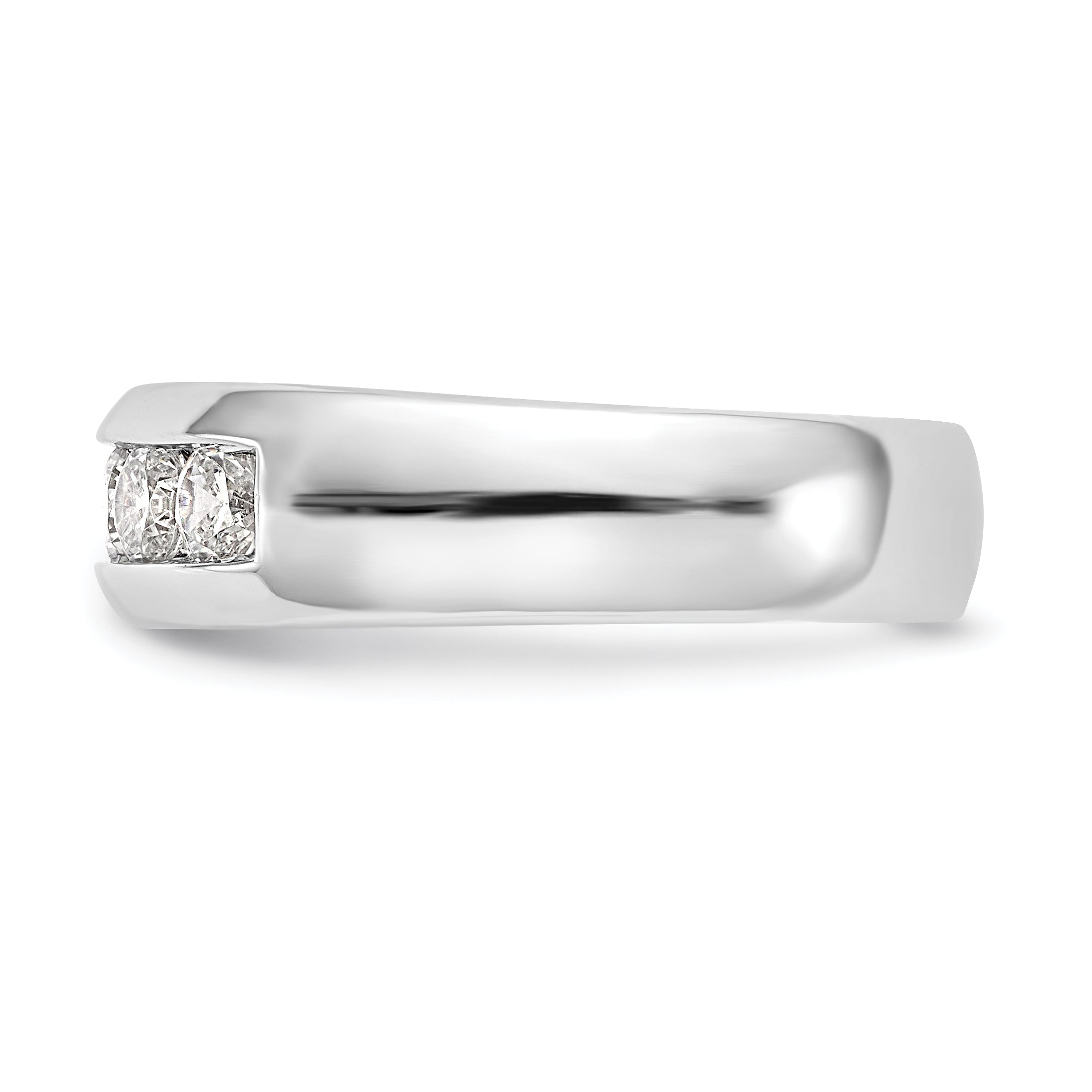 0.75ct. CZ Solid Real 14K White Gold 5-Stone Channel Wedding Band Ring