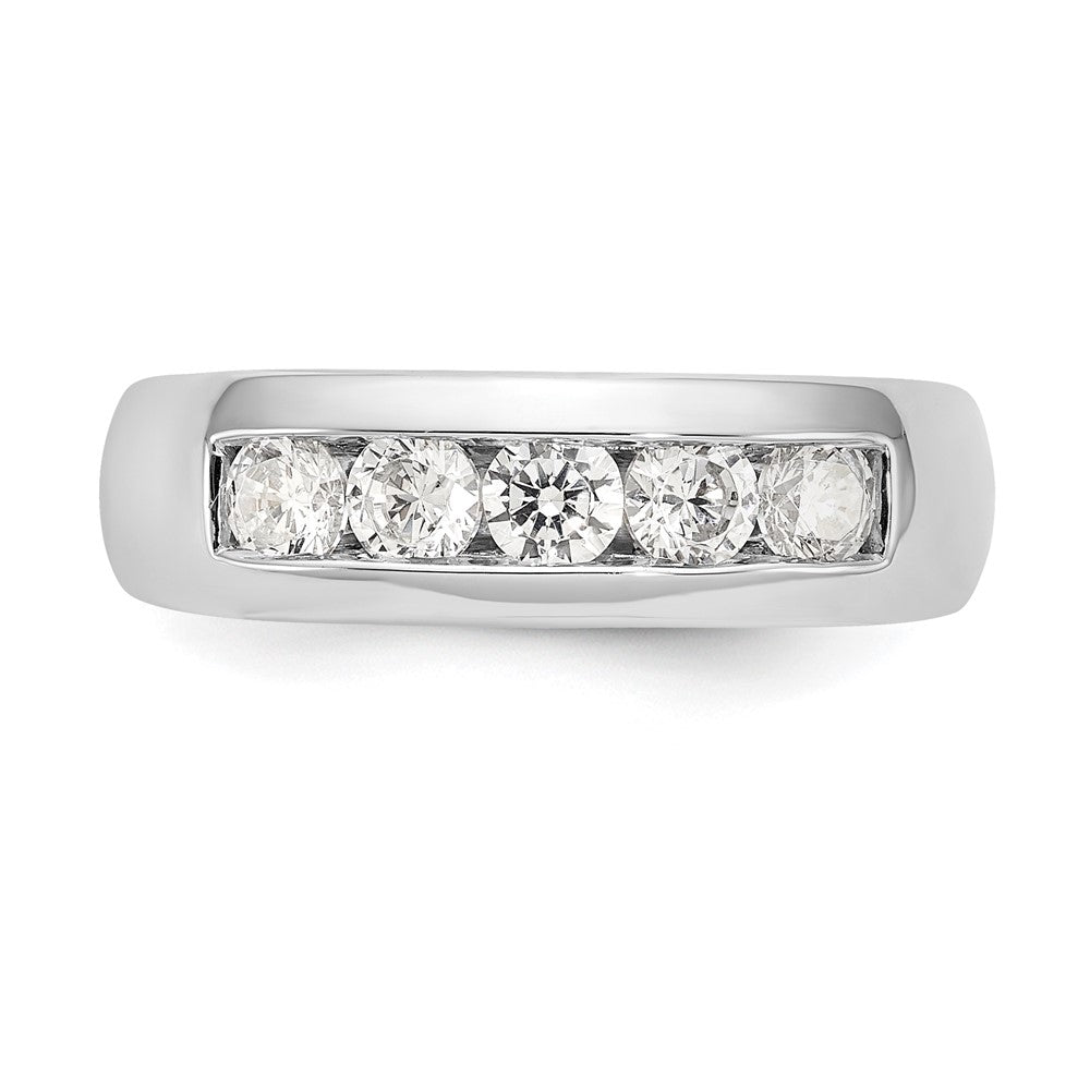 0.75ct. CZ Solid Real 14K White Gold 5-Stone Channel Wedding Band Ring