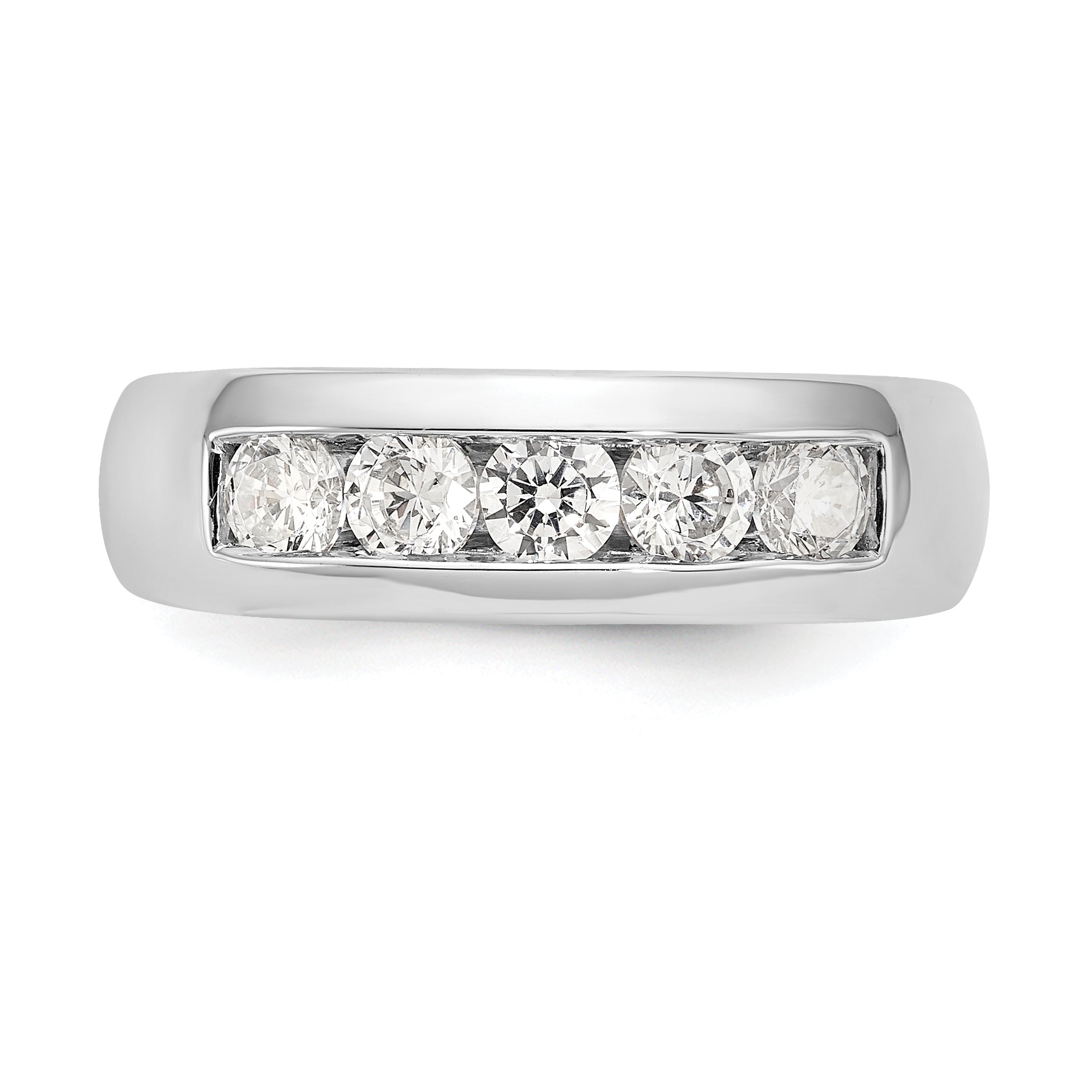 0.75ct. CZ Solid Real 14K White Gold 5-Stone Channel Wedding Band Ring