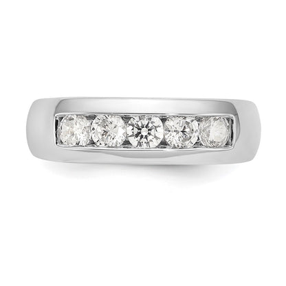 14K White Gold 5-Stone Real Diamond Channel Band