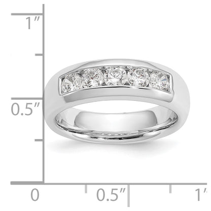 0.75ct. CZ Solid Real 14K White Gold 5-Stone Channel Wedding Band Ring