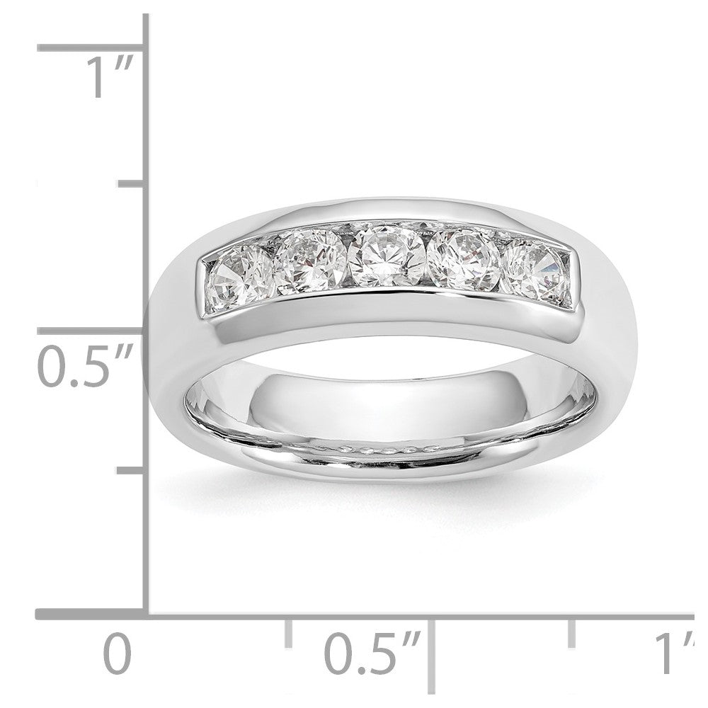 14K White Gold 5-Stone Real Diamond Channel Band