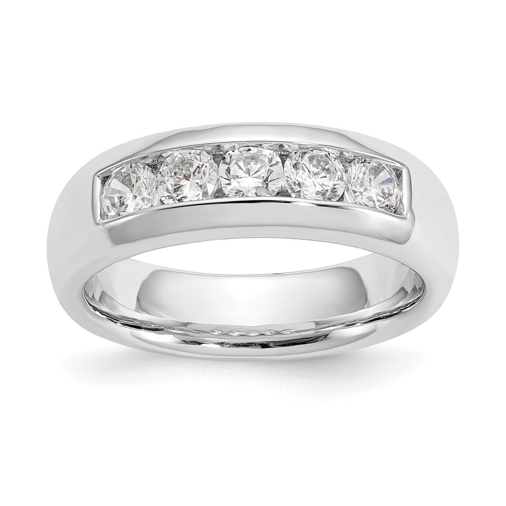 0.75ct. CZ Solid Real 14K White Gold 5-Stone Channel Wedding Band Ring