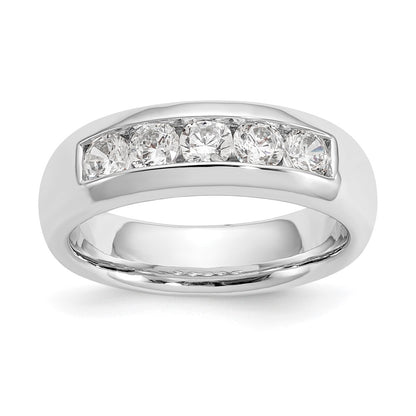 0.75ct. CZ Solid Real 14K White Gold 5-Stone Channel Wedding Band Ring