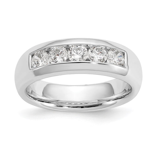 0.75ct. CZ Solid Real 14K White Gold 5-Stone Channel Wedding Band Ring