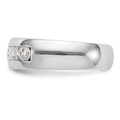 1.00ct. CZ Solid Real 14K White Gold 5-Stone Channel Wedding Band Ring
