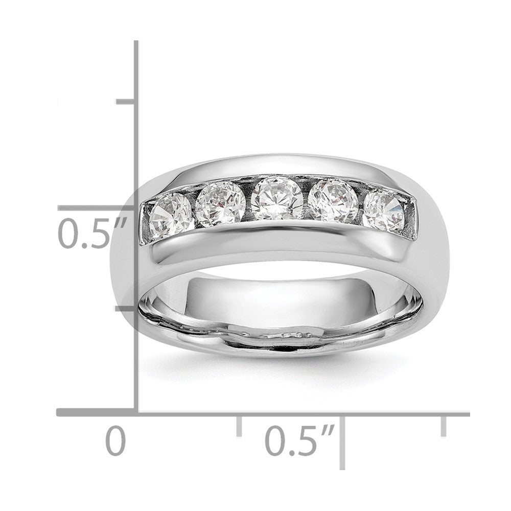 1.00ct. CZ Solid Real 14K White Gold 5-Stone Channel Wedding Band Ring