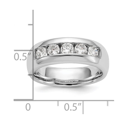 1.00ct. CZ Solid Real 14K White Gold 5-Stone Channel Wedding Band Ring