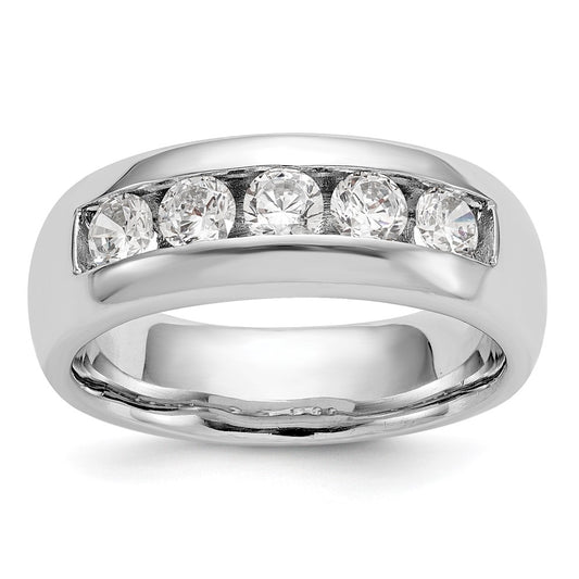 14K White Gold 5-Stone Real Diamond Channel Band