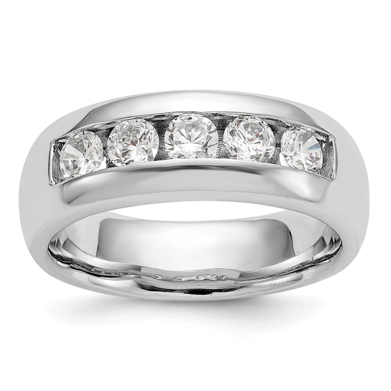 14K White Gold 5-Stone Real Diamond Channel Band