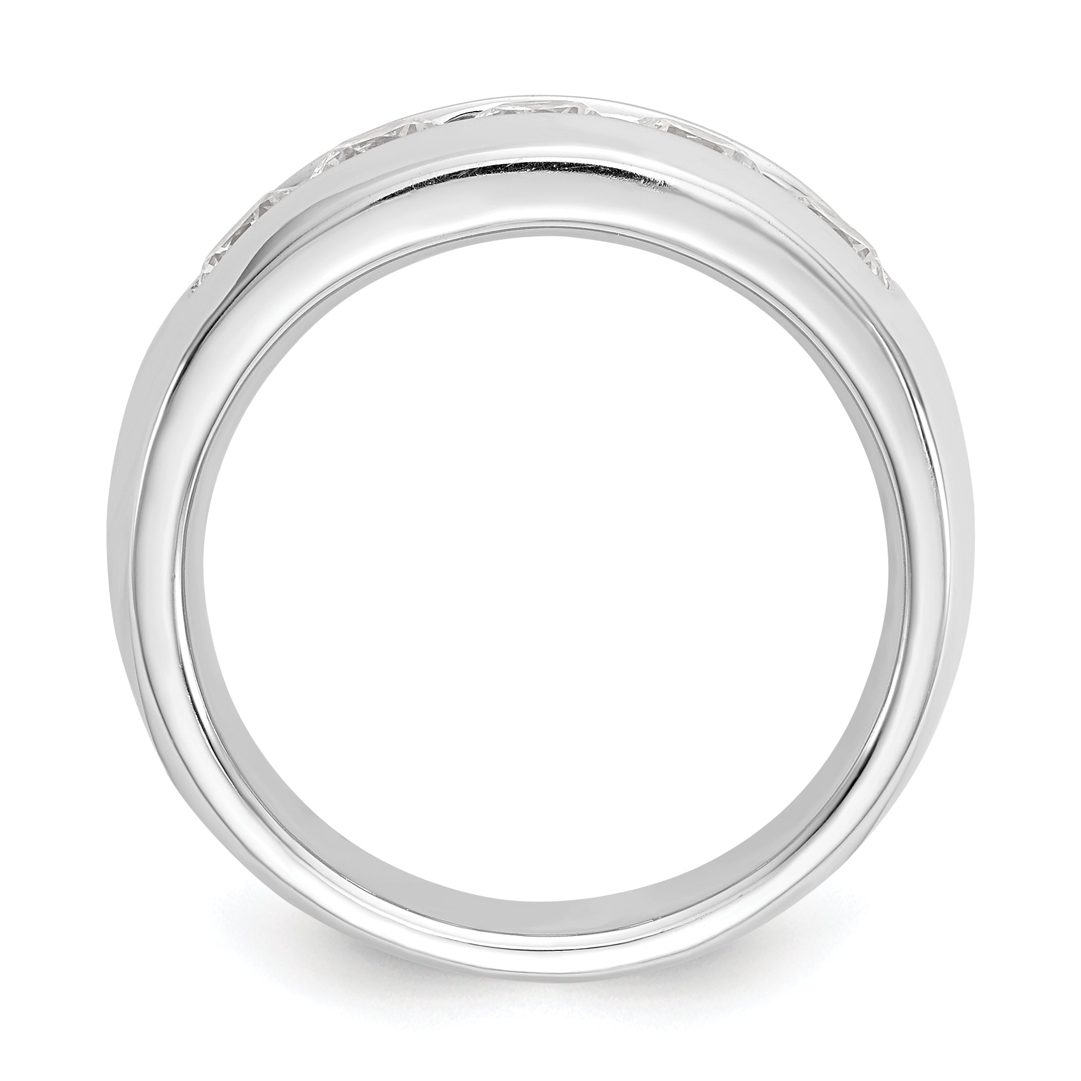 1.20ct. CZ Solid Real 14K White Gold 5-Stone Channel Wedding Band Ring
