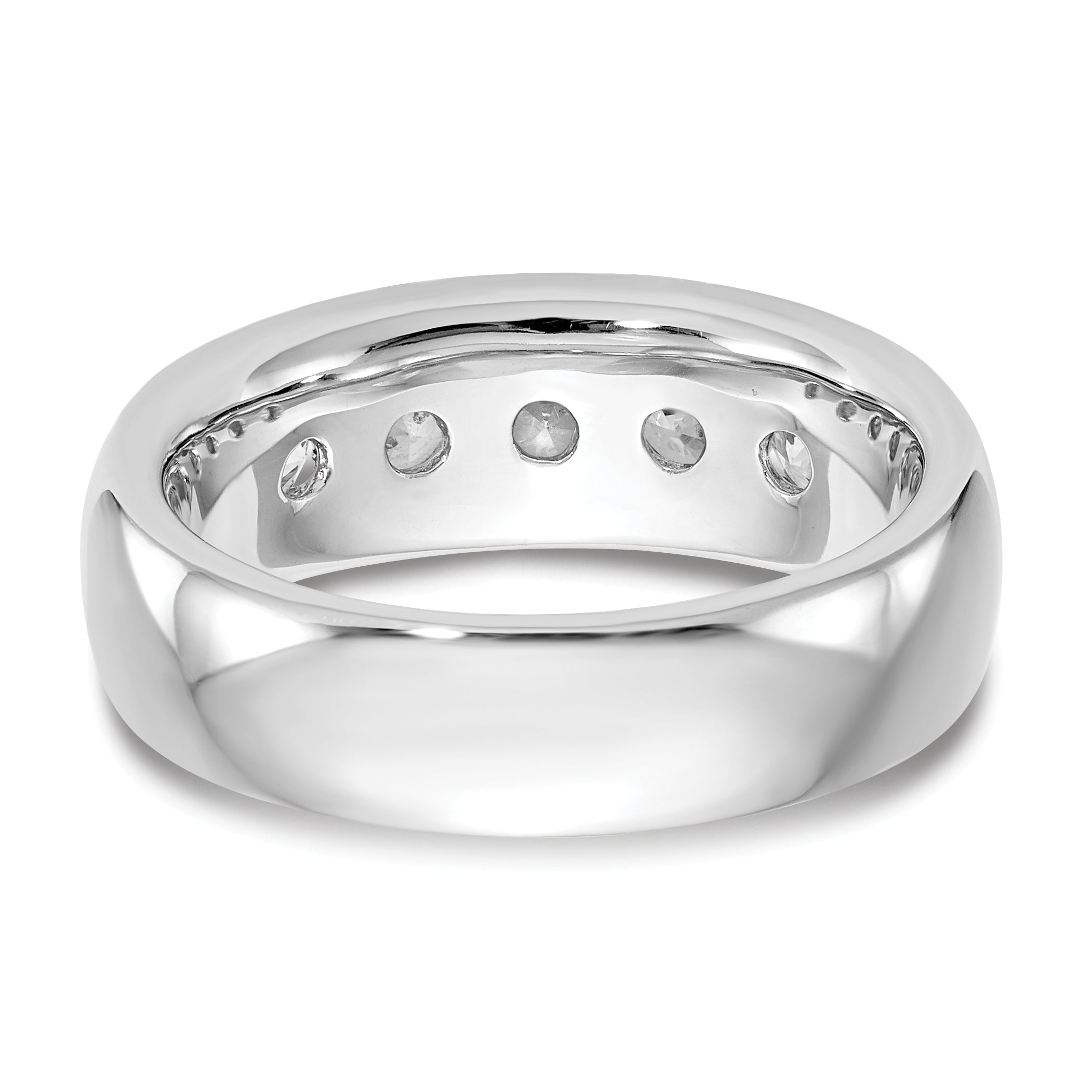 1.20ct. CZ Solid Real 14K White Gold 5-Stone Channel Wedding Band Ring