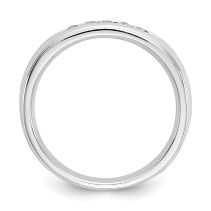 0.15ct. CZ Solid Real 14K White Gold 5-Stone Channel Wedding Band Ring