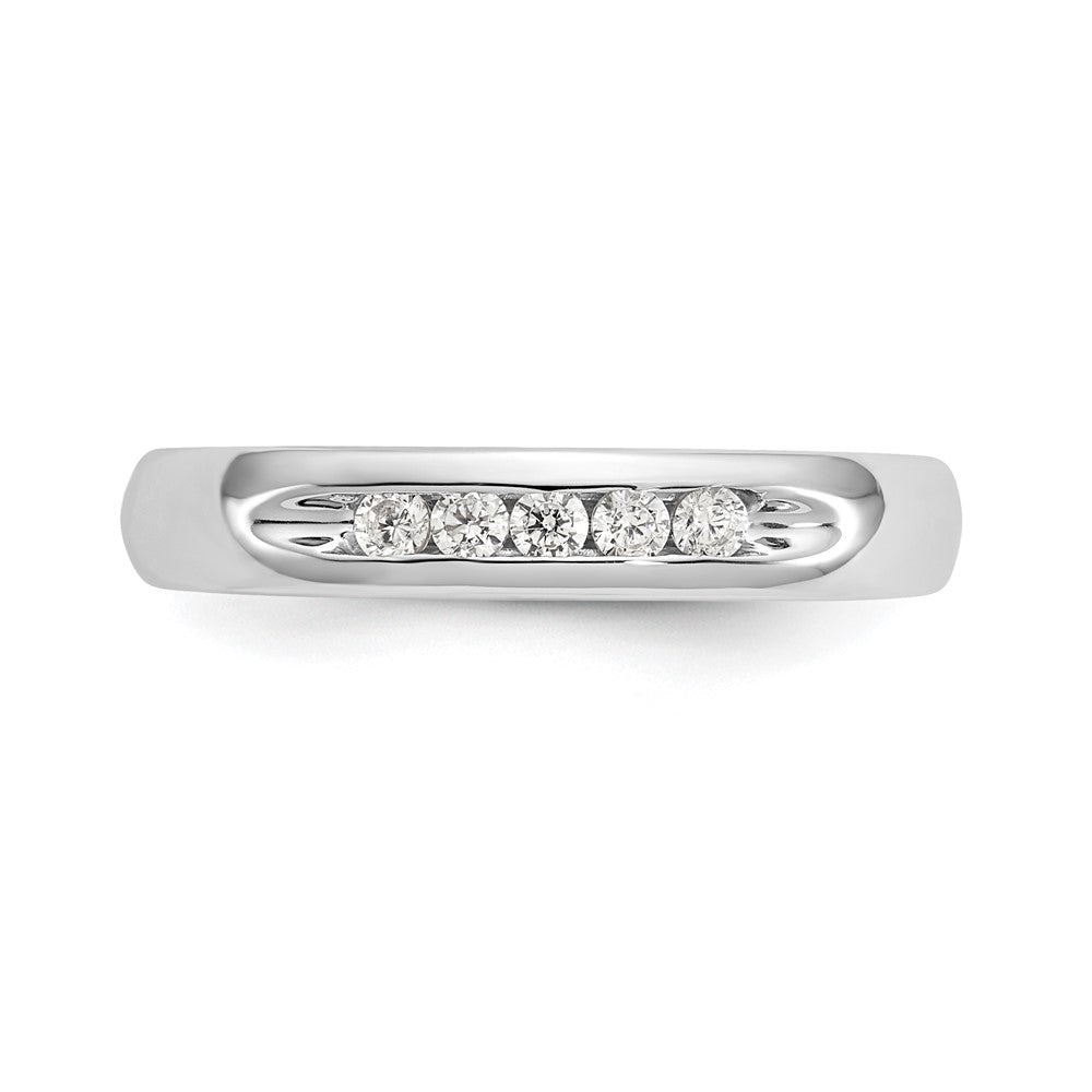 0.15ct. CZ Solid Real 14K White Gold 5-Stone Channel Wedding Band Ring