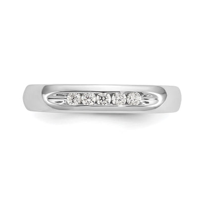 0.15ct. CZ Solid Real 14K White Gold 5-Stone Channel Wedding Band Ring