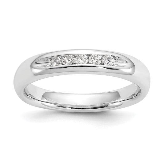 0.15ct. CZ Solid Real 14K White Gold 5-Stone Channel Wedding Band Ring