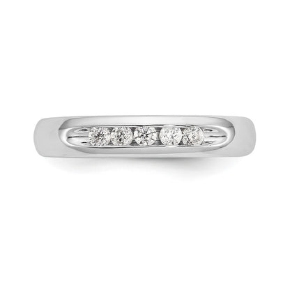 0.20ct. CZ Solid Real 14K White Gold 5-Stone Channel Wedding Band Ring