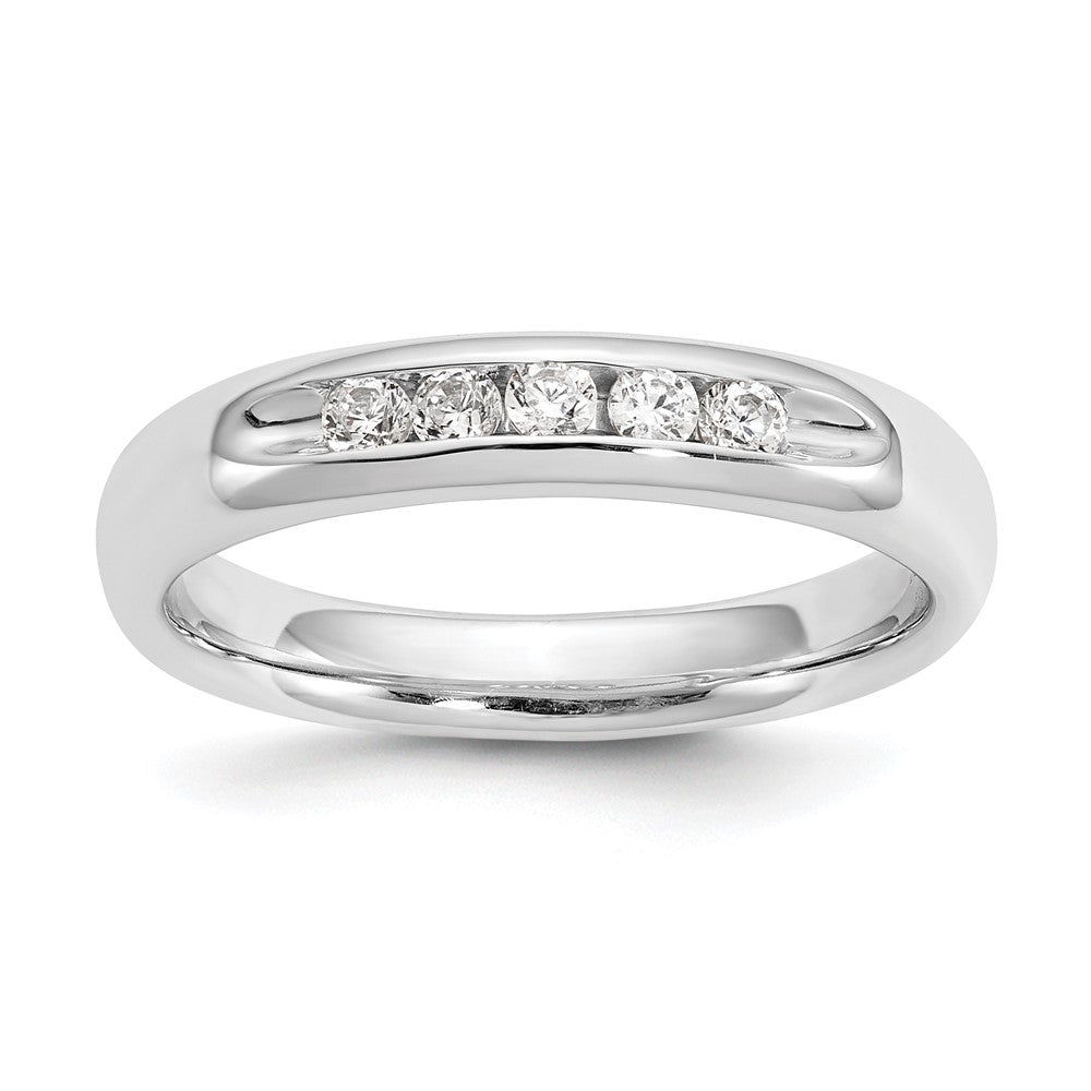0.20ct. CZ Solid Real 14K White Gold 5-Stone Channel Wedding Band Ring