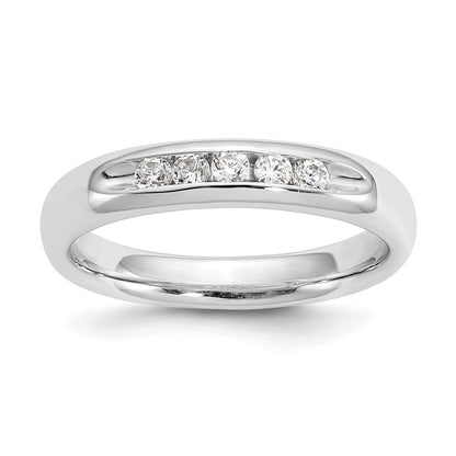0.20ct. CZ Solid Real 14K White Gold 5-Stone Channel Wedding Band Ring