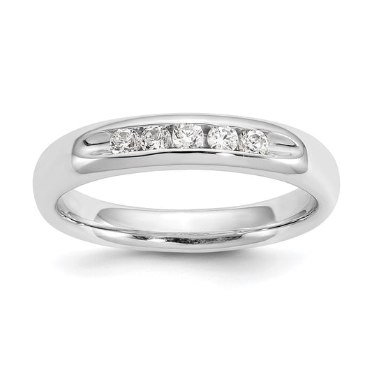 0.20ct. CZ Solid Real 14K White Gold 5-Stone Channel Wedding Band Ring