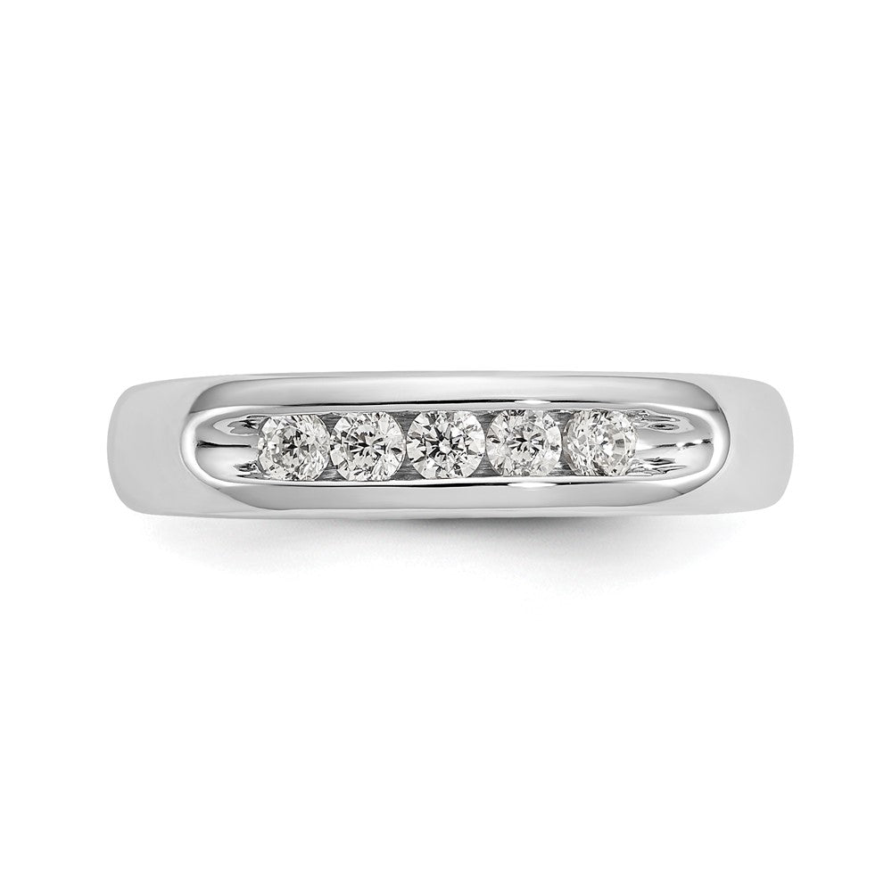 0.25ct. CZ Solid Real 14K White Gold 5-Stone Channel Wedding Band Ring