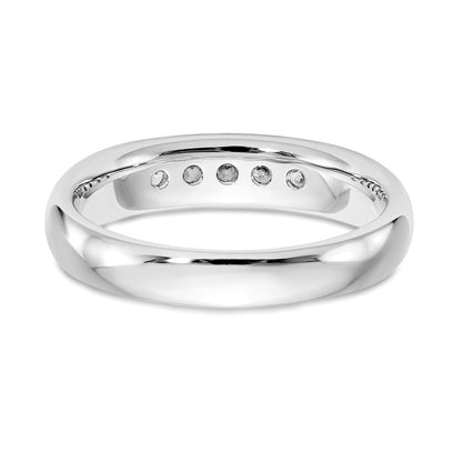 0.25ct. CZ Solid Real 14K White Gold 5-Stone Channel Wedding Band Ring