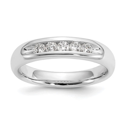 0.25ct. CZ Solid Real 14K White Gold 5-Stone Channel Wedding Band Ring