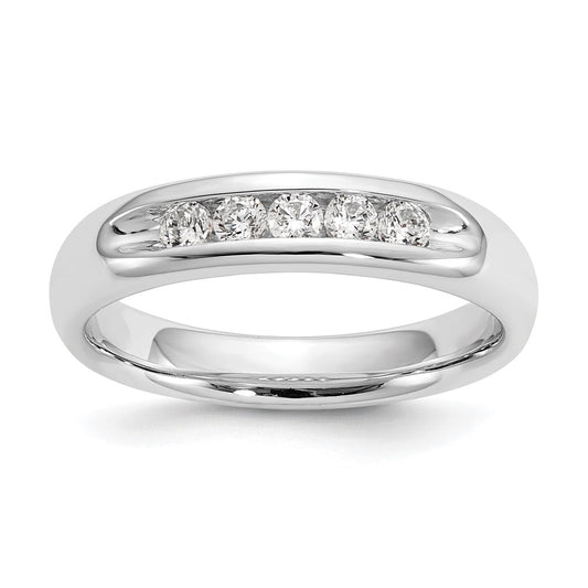 0.25ct. CZ Solid Real 14K White Gold 5-Stone Channel Wedding Band Ring