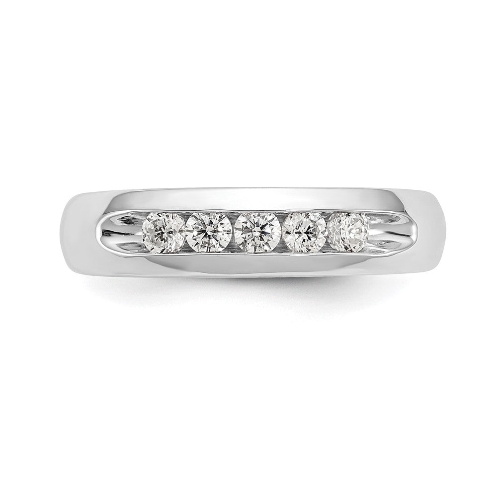 0.33ct. CZ Solid Real 14K White Gold 5-Stone Channel Wedding Band Ring